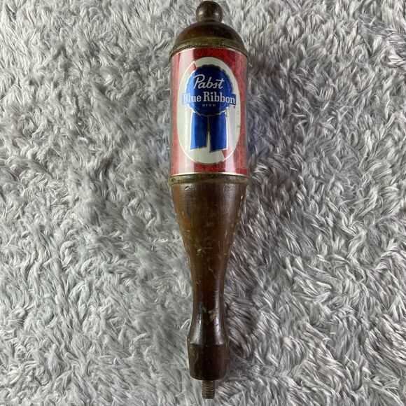 Vintage Pabst Blue Ribbon PBR Tap Handle Wooden Red Banner Beer Brewing Man Cave - Picture 6 of 12